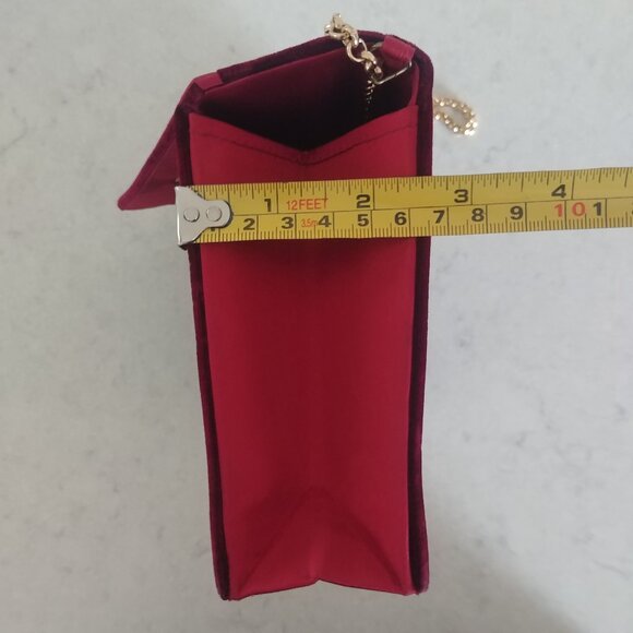 Vintage dark red velvet handmade in Hong Kong gold chain clutch bag purse - Picture 13 of 16